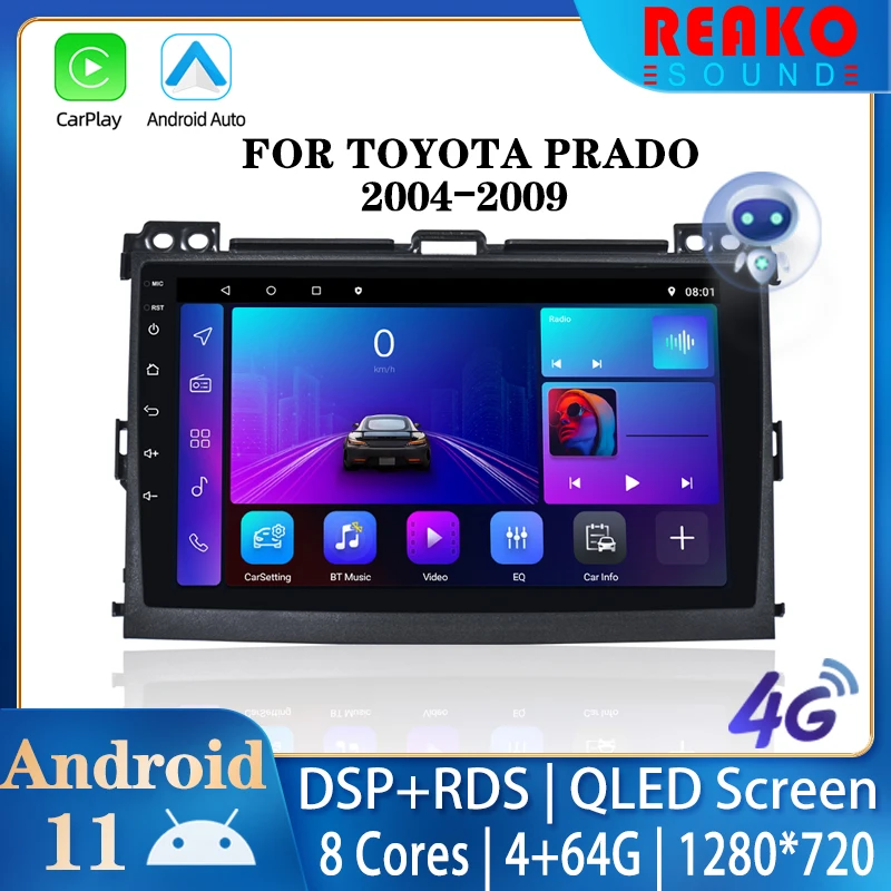 

REAKOSOUND 2Din Car Radio Multimedia Players Autoradio Android CarPlay Auto Radio For Toyota Land Cruiser Prado 120 Lexus GX470