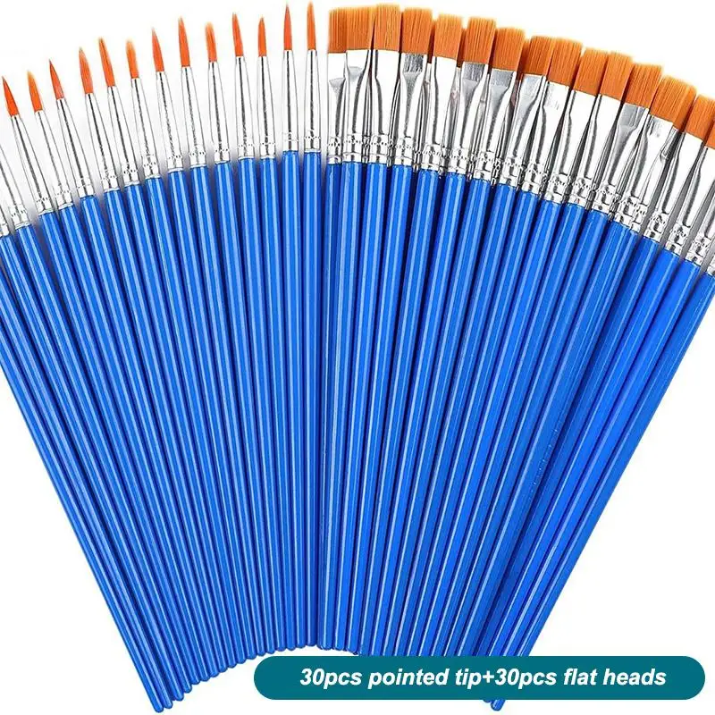 1set Nylon Hair Paint Brushes Set for Acrylic Watercolor Gouache Oil Digital Painting Detail Liner Brush for Canvas Plaster Doll