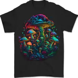 Psychedelic Magic Mushrooms Trippy LSD Mens T-Shirt 100% Cotton