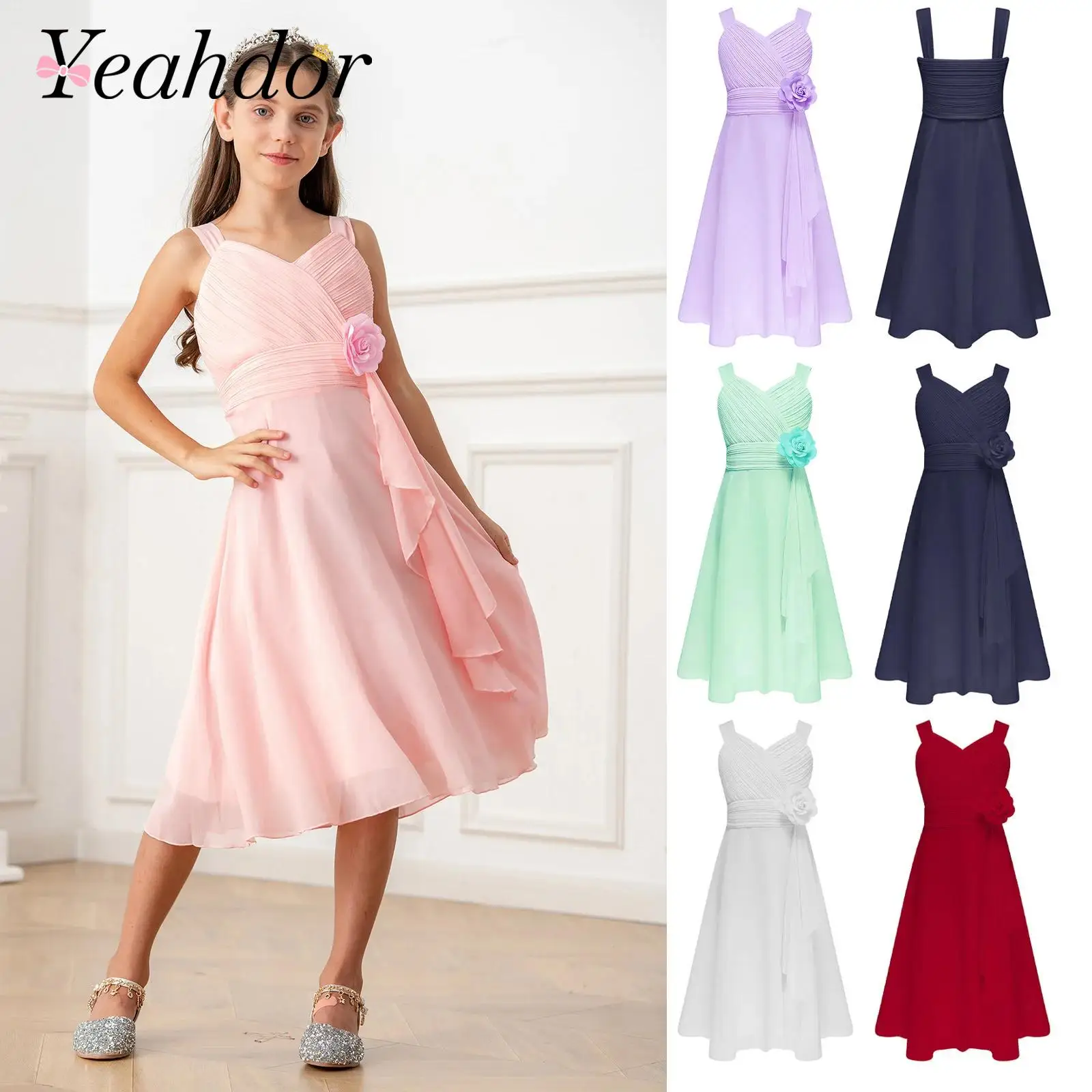 

Girls Elegant Party Dress Chiffon Junior Bridesmaid Dress Princess Costume Kids Birthday Prom Pageant Wedding Evening Dresses