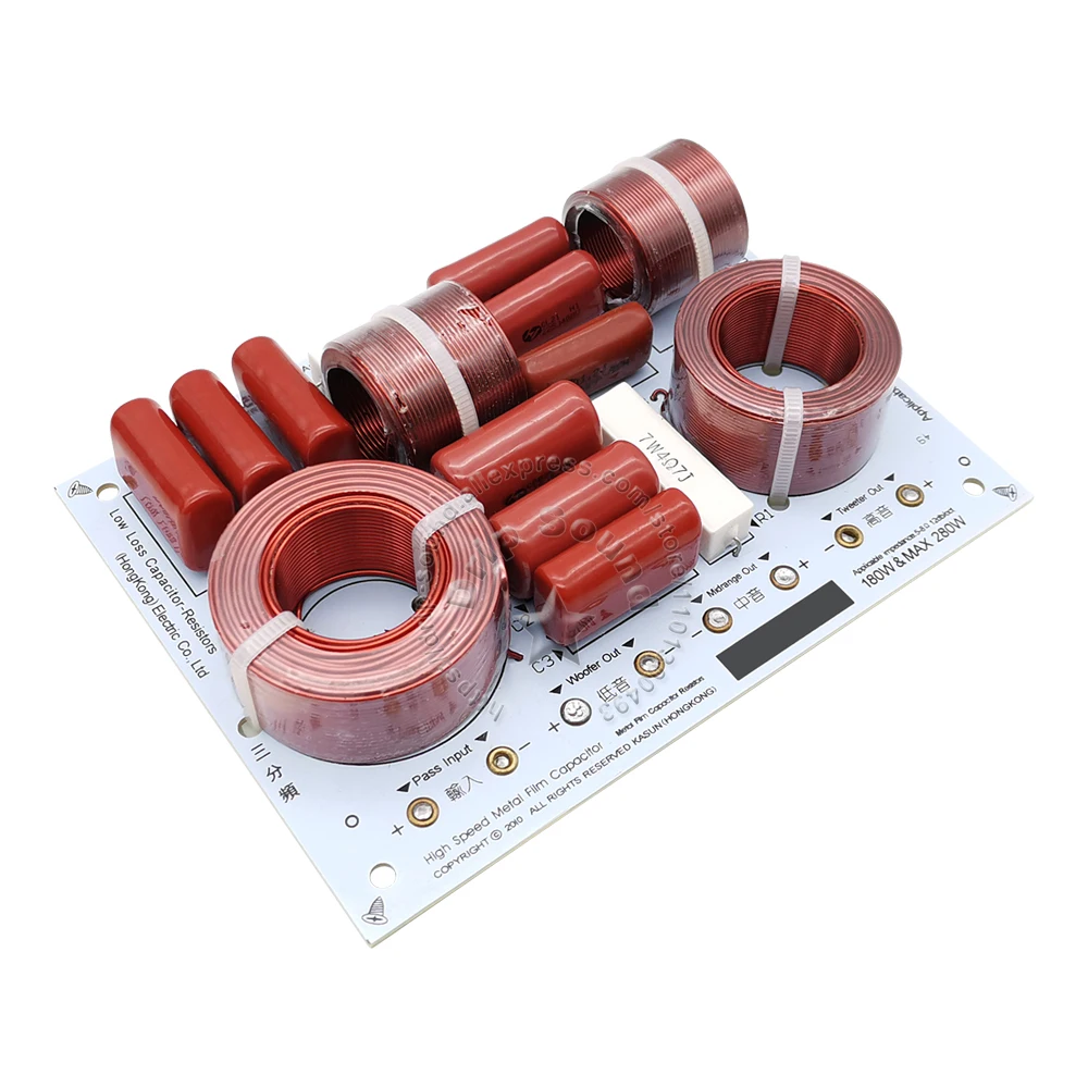 

KASUN 1635C Пассивный 3-полосный кроссовер Hi-Fi для акустических систем, разделитель частот для НЧ/СЧ/ВЧ динамиков, фильтр 1300Гц/4800Гц