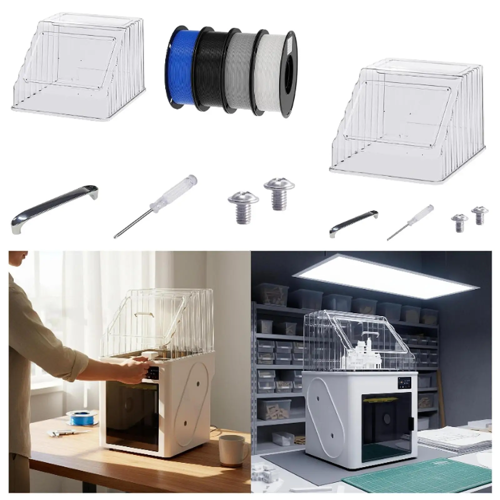 3D Printer Clear Top Cover Accessory Insulated Durability Magnetic Hatch Noise Reduction High Temp Resistant PC Enclosure