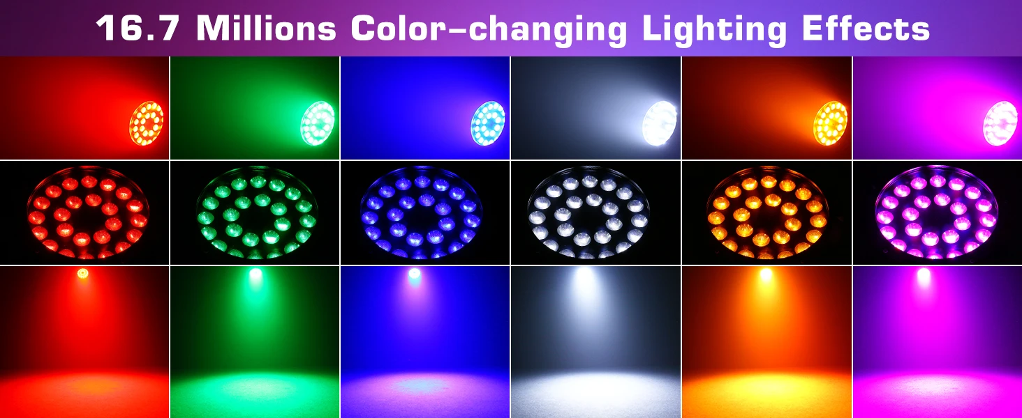 U'King 4PCS RGBWA + UV 6IN1 Par Licht Wasserdicht 24x15W LED Bühne Licht DMX512 Strobe wirkung DJ Licht für Disco Party Leistung – Detail 2