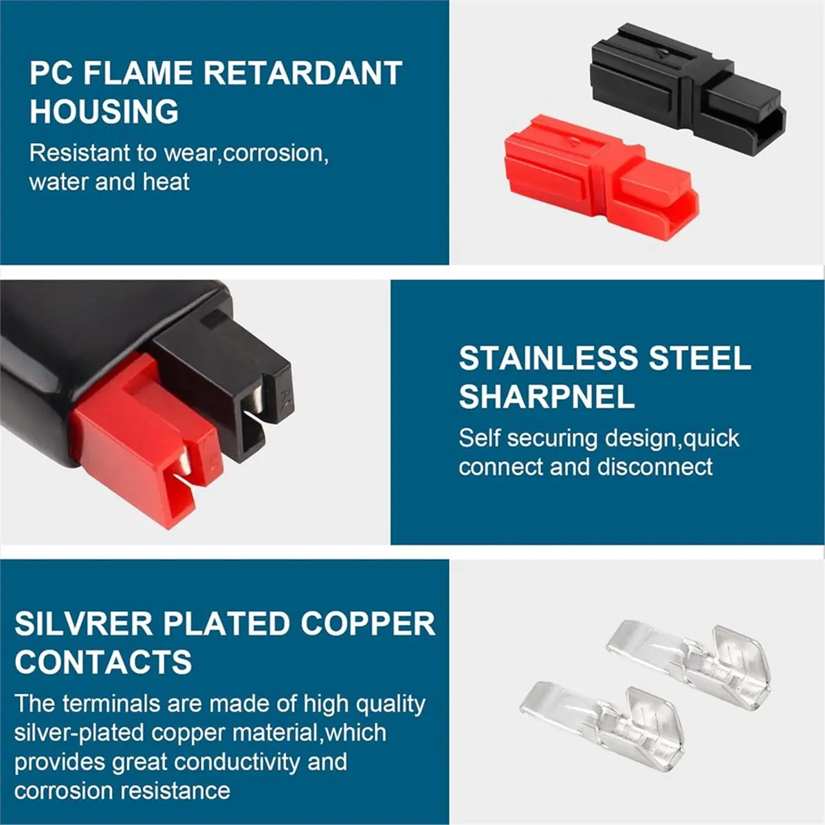 DT90 New 10 Pcs 30A Power Connectors Kit Quick Connect/Disconnect Connector with PVC Cover and Copper Silver-Plated Terminals