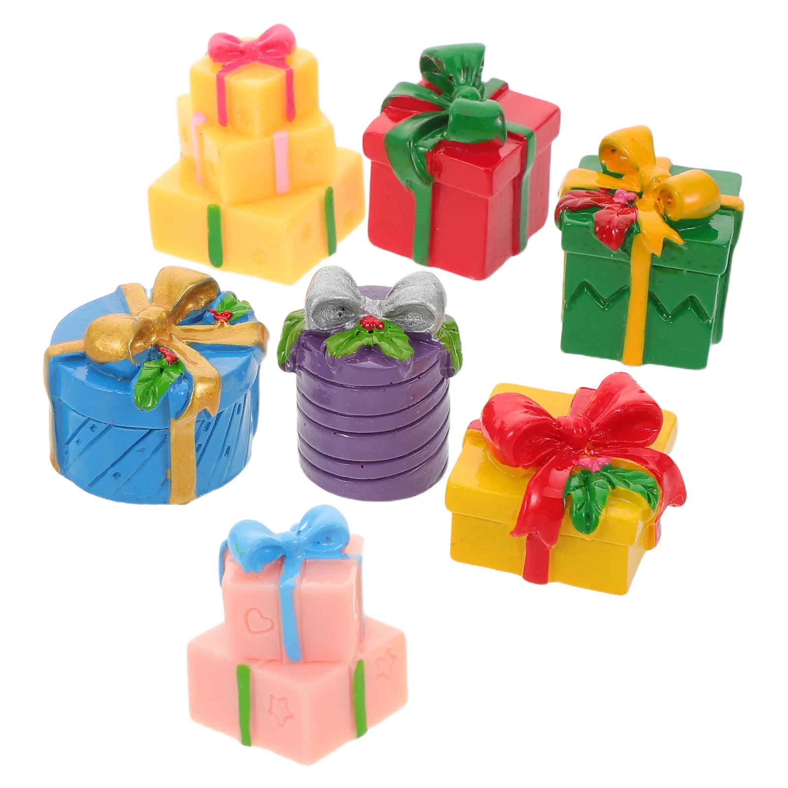 7 ชิ้นกล่องของขวัญคริสต์มาสขนาดเล็กตกแต่งงานฝีมือ DIY ของชำร่วยงานปาร์ตี้เครื่องประดับจิ๋ว