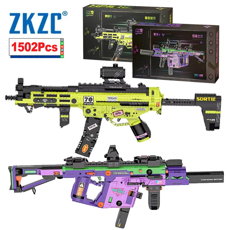 ZKZC SWAT Military Weapon MP5 Submachine GUN Building Blocks City Police Compatible WW2 K5V Gun Bricks Toys For Children Gifts