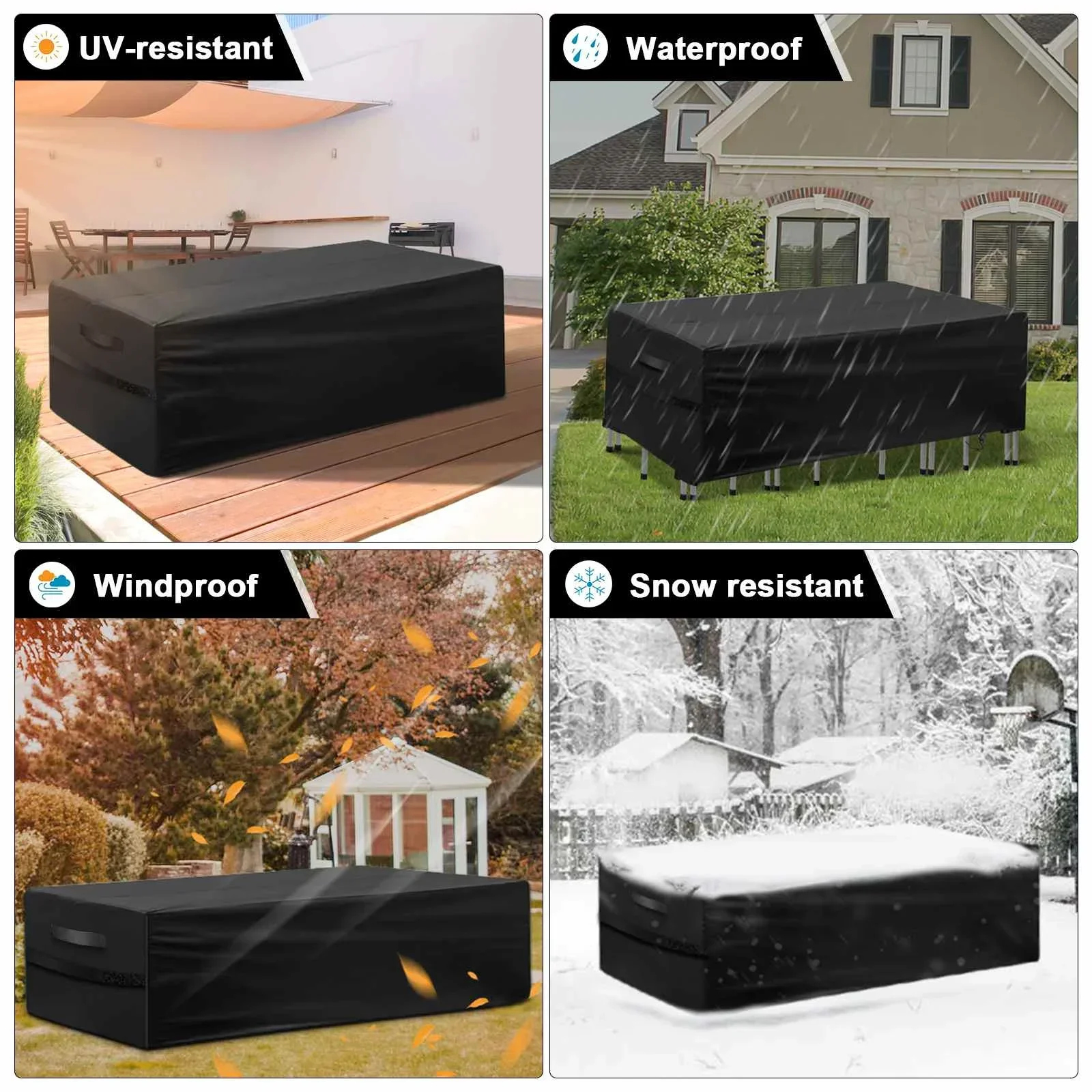 420D Oxford Waterproof Outdoor Patio Garden Furniture Covers Rain Snow Chair Covers PU Coating for Sofa Table Chair Dust Proof