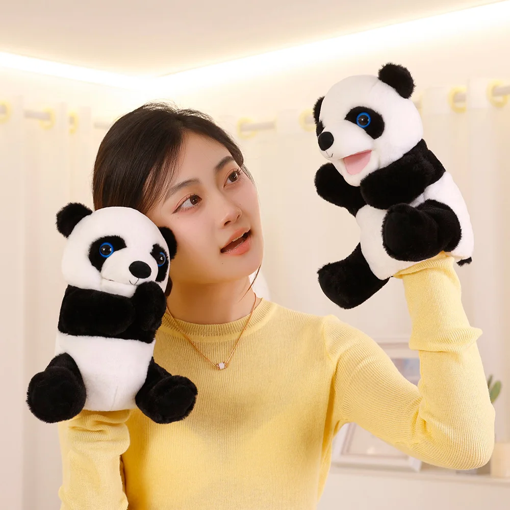 25cm Kids Plush Finger & Panda Hand Puppet Popular Activity Boy Girl Role Play Bedtime Story Props 3d Animal Decompressing Toy