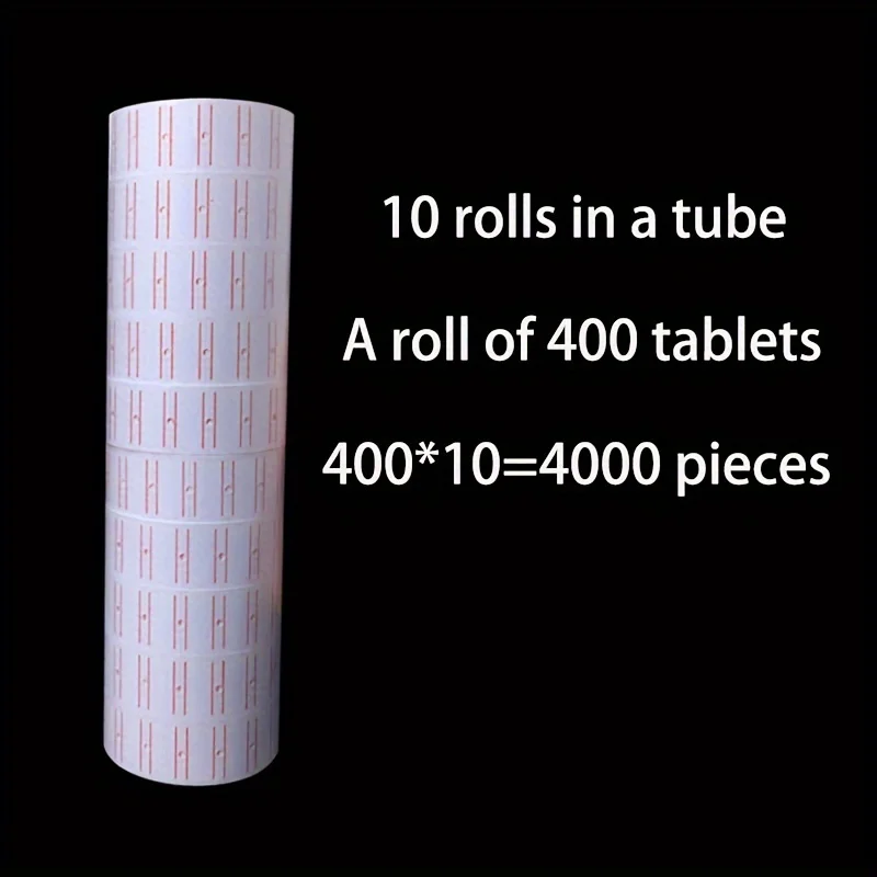 10 Rolls Price Paper Single Row Supermarket Price Paper Label Ordinary White Label Price Coding Paper Numbering Paper