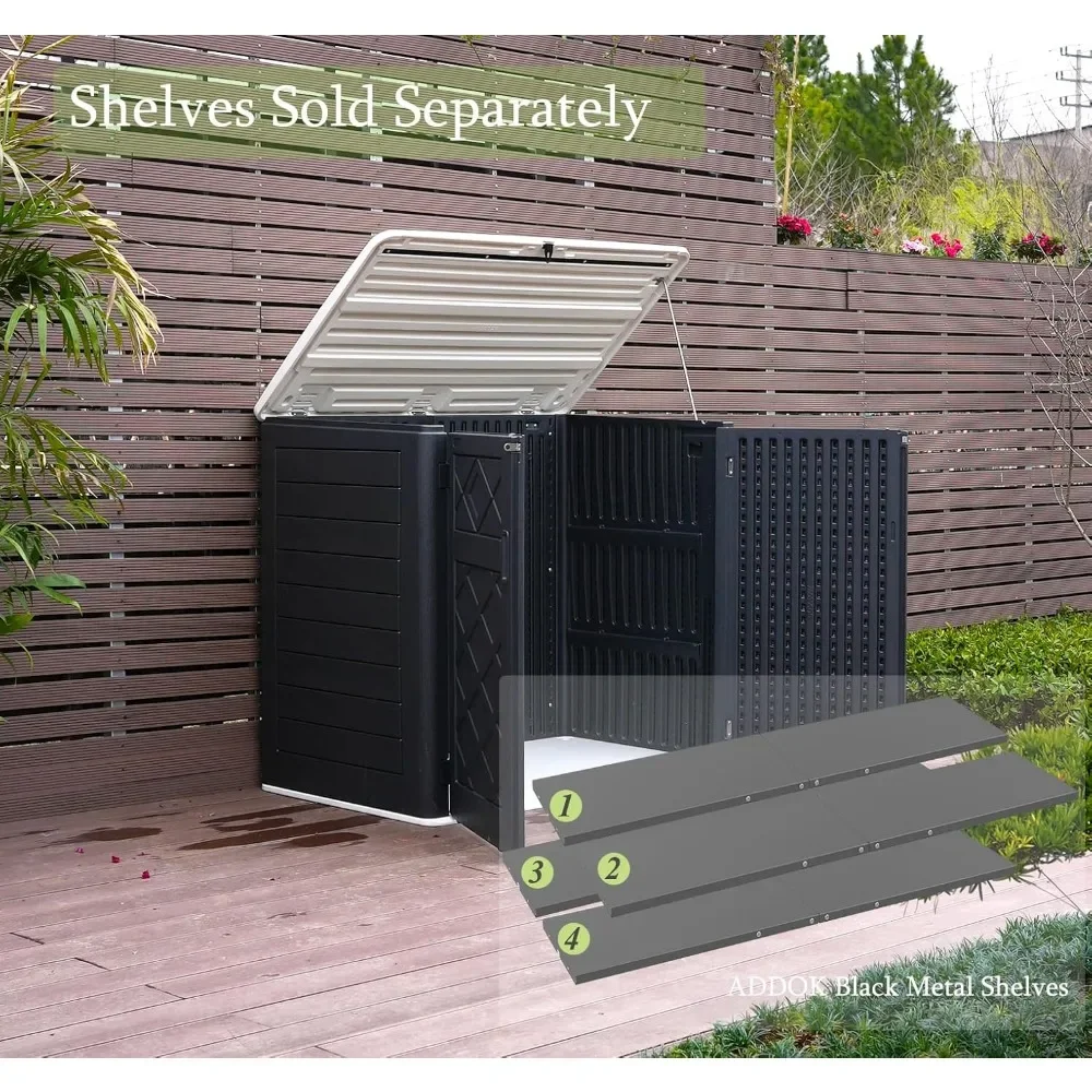 

Larger Outdoor Storage Shed Weather-Resistance, Horizontal Outdoor Storage Box Waterproof for Garden Backyard Patio and Lawn, 3