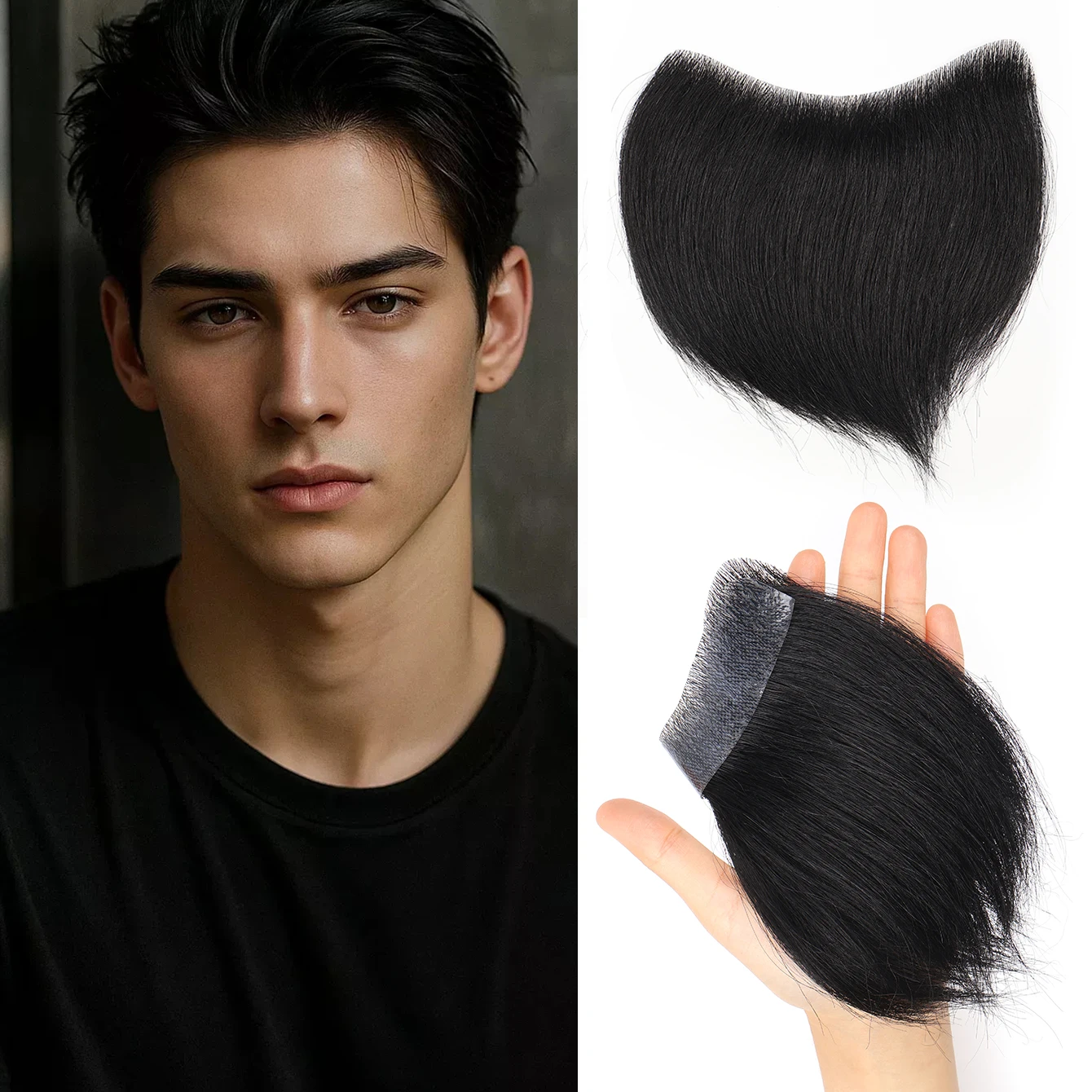 الرجال أمامي الشعر المستعار مستقيم الخامس نمط خط الشعر الأمامي للرجال الشعر البشري رقيقة جدا الجلد بولي Men الرجال الشعرية الاصطناعية الاستخدام اليومي