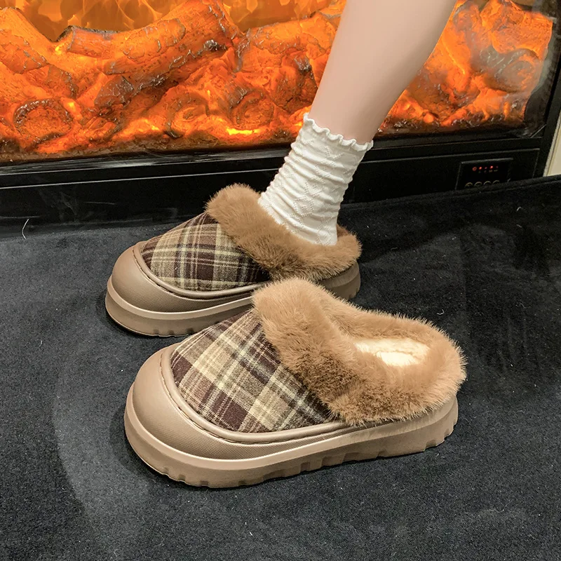 

2025 New Women's Winter Slippers Fully Enclosed Heel Design Plush Lined Chunky Sole Indoor Outdoor Comfort Shoes