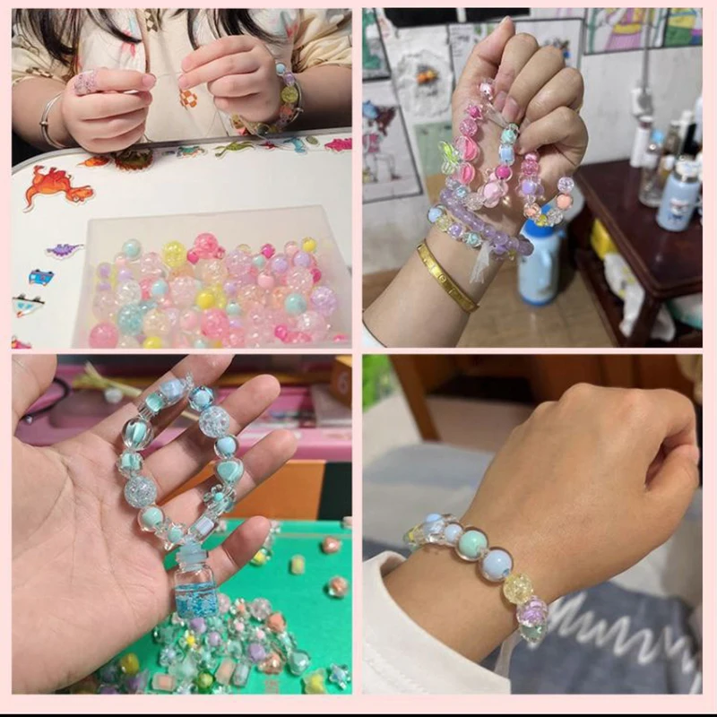 DIY Cute Colorful Beads Bracelets Craft Girls Toys for Kids Children Arts Beading Necklace Making Kit Women Jewelry Accessories