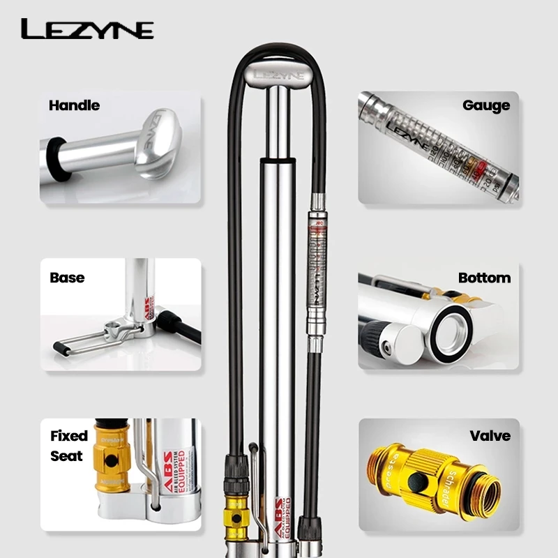 LEZYNE Bicycle Portable Pump 90/160 PSI Micro Floor Drive Inflator Mountain Road Bike High Pressure Pump with Digital Gauge