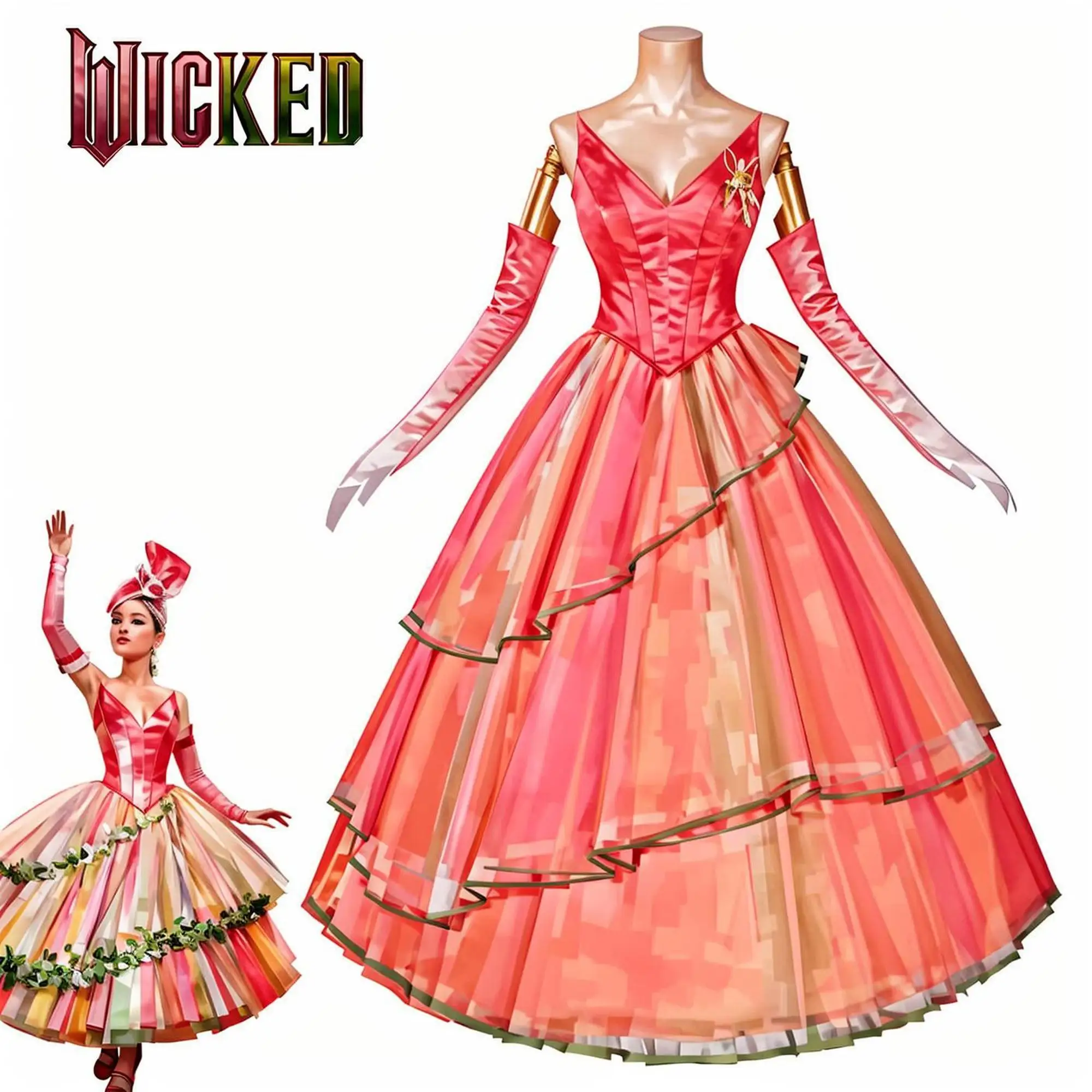 

Аниме Wicked 2 Glinda Косплей Костюм Женщины Ведьма Розовый Принцесса Длинное Необычное Платье Хэллоуин Карнавальные Вечерние Наряды
