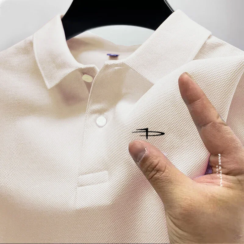 Men's monochrome casual cotton ball sweater slim fit short sleeved new product 2024 business casual new polo shirt popular fashi
