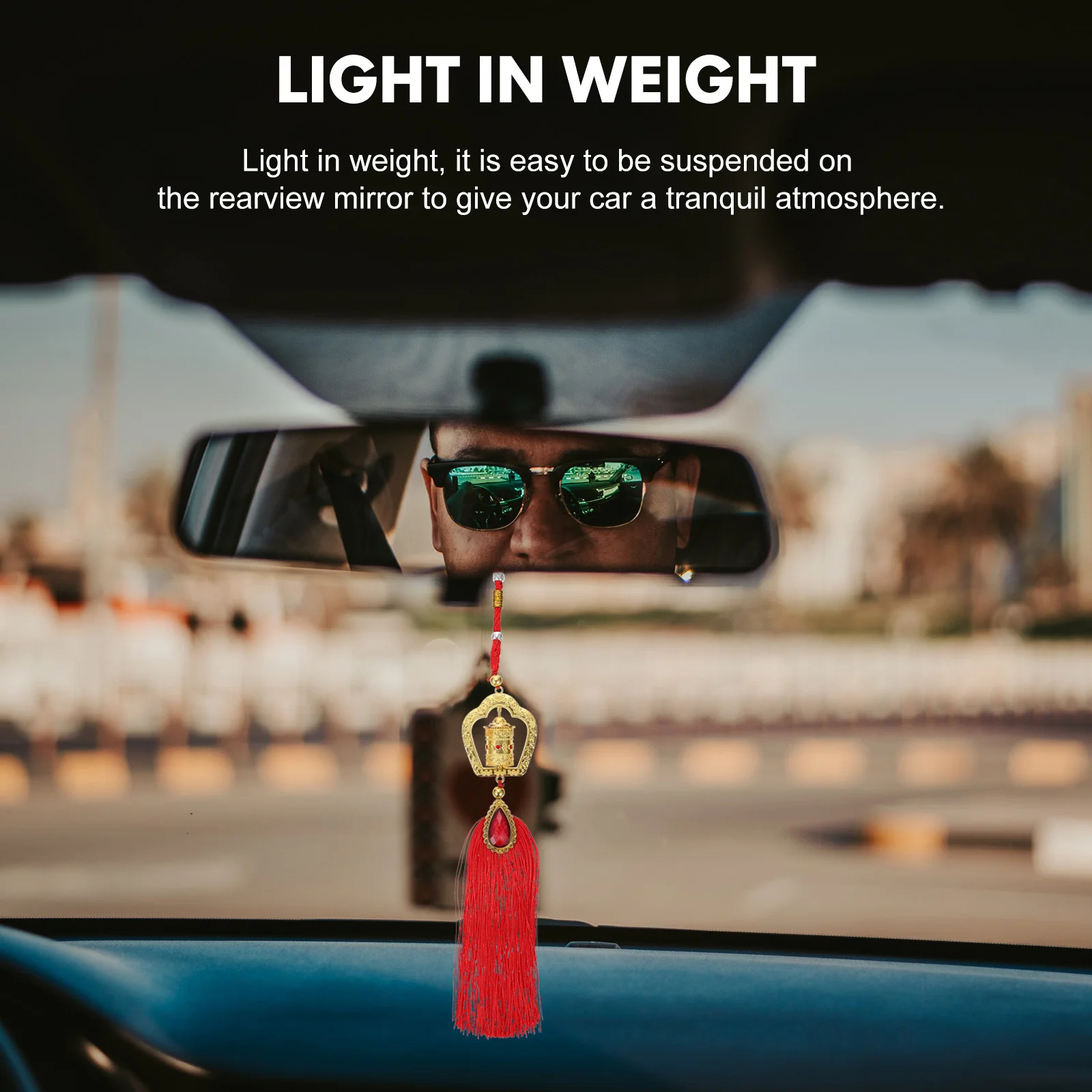 

Car Pendant Buddhist Prayer Wheel Unique Design Religious Themed Decoration Soothing Atmosphere Interior Car Decor