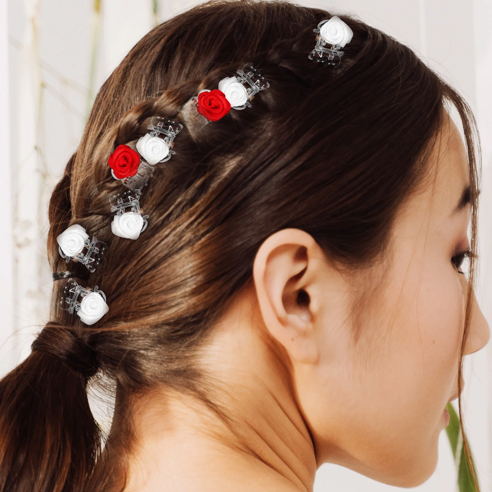 

20Pcs Hair Clips Rose Flower Small Barrettes Women Girls Hairpins Non-Damaging Hair Clamps for Prom Party Wedding Picnic