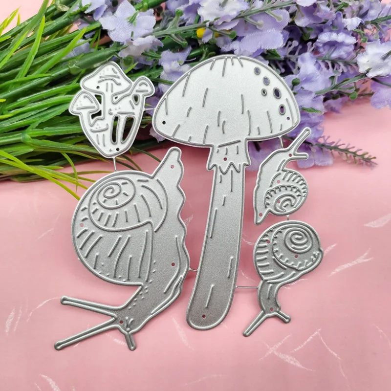 Snails And Mushrooms Etching Metal Cutting Dies DIY Scrapbook Die Cutout Wedding Party Craft Card Embossing Decoration Stencils