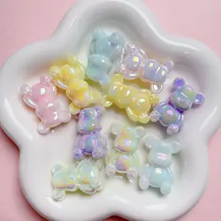 5Pcs/lot 24X34MM Fluorescence 3D Bear Beads Acrylic Spacer Beads Charm For Making Jewelry DIY Crafts Necklace Accessories
