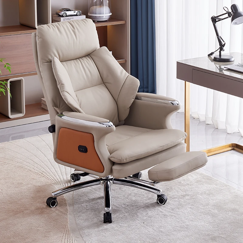 New smart Ventilated leather breathable with metal armrest lounge chair office chair with vibration massage function