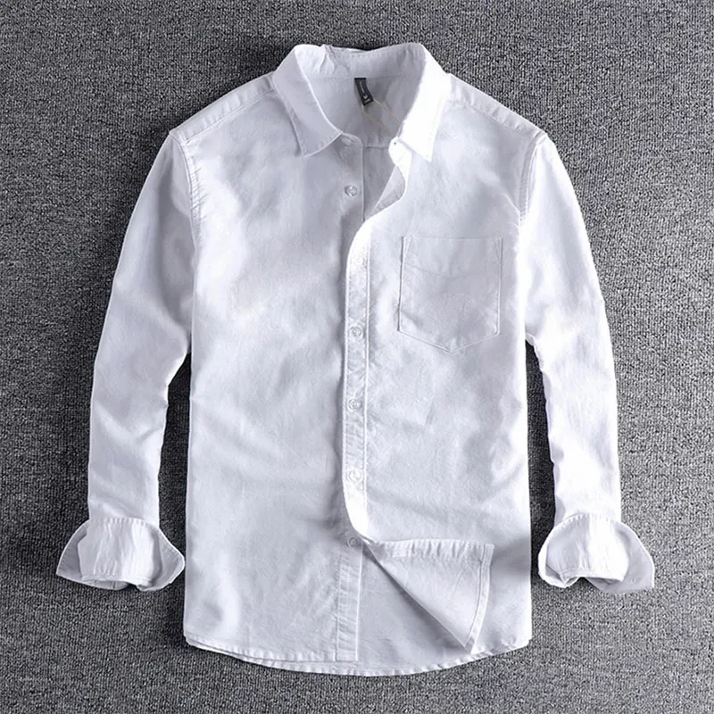 Basic Minimalist Men Shirt Jacket Pure Cotton Washed Oxford  Military Light Casual Work Safari Style Shirts Mens Tops Shirt