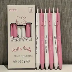 6Pcs Sanrio Gel Pen Hello Kitty Kuromi Pachacco Student Exam Pen Quick Dry Office Signature Pen School Supplies Stationery Prize