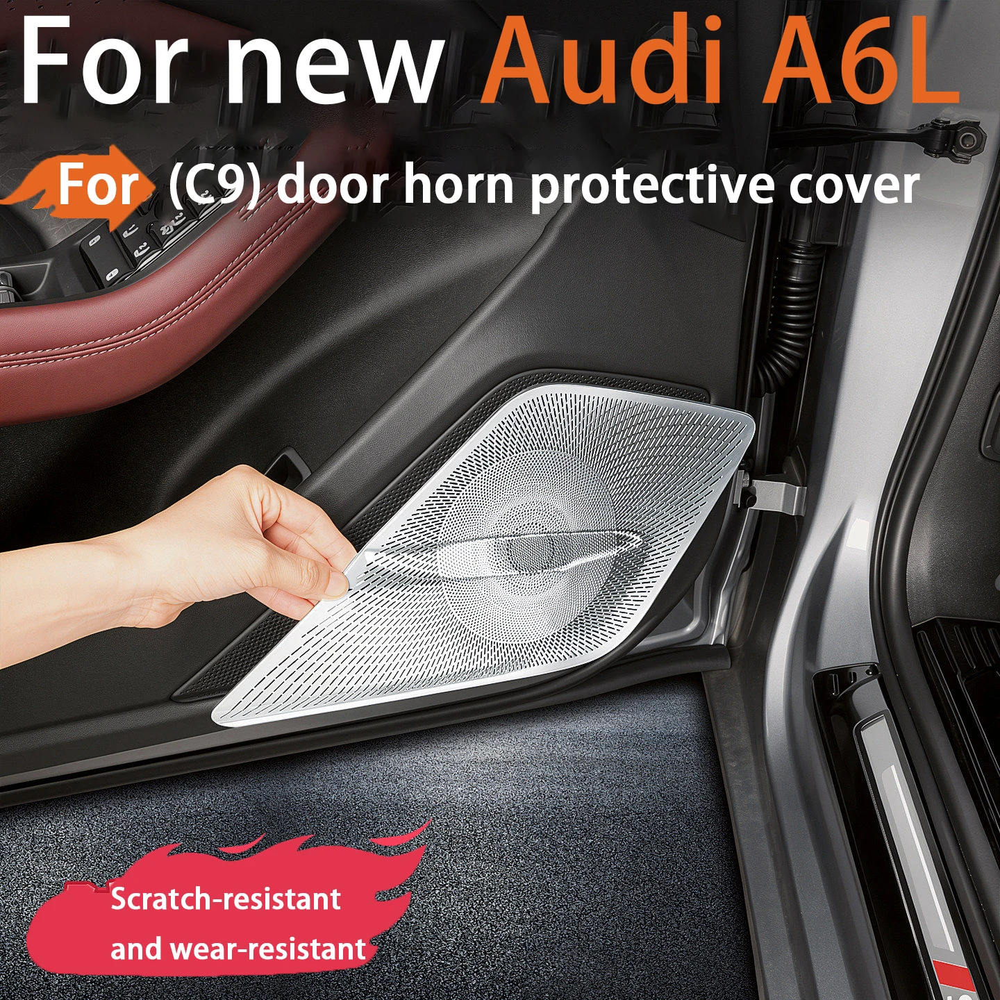 For Audi A6 C9 2026 Stainless Steel Speaker Cover Trim Audio Loudspeaker Grille Dashboard Door Interior Decoration Accessories