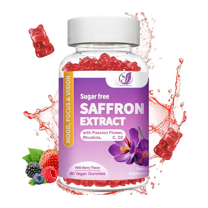 

Жевательные конфеты с шафраном, комплексная добавка с шафраном 10 в 1, содержащая магний и розы, без сахара, вегетарианские.