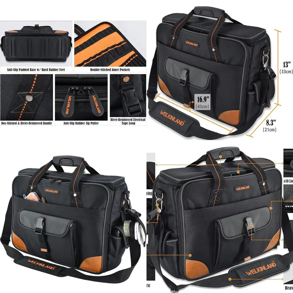 

Multi-Pocket Electrician's Tool Bag for Professionals - Ideal for Technicians, HVAC and Laptop Storage