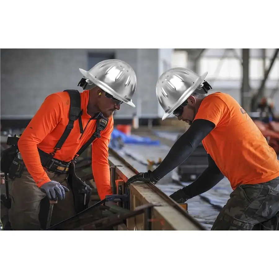 خوذة أمان مصنوعة من خليط معدني للبناء والتعدين، قبعة صلبة كاملة الحواف معتمدة من ANSI مع تعليق ممتص للصدمات وخفيف الوزن