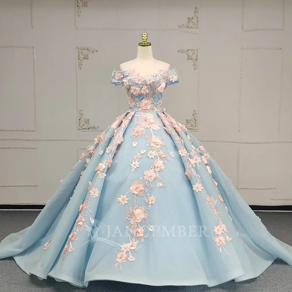 فستان كوينسيانيرا مزين بالكتف مكشوف الكتفين 2025 زهور على شكل قلب فيستدوس دي 15 سنة quinceañeras مخصص