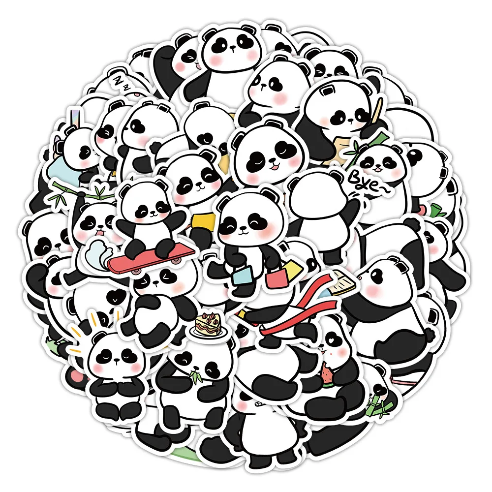 

50PCS Giant Panda Sticker Cartoon Style Cute MEME Expression Daily Decorative Laptop Phone Case Waterproof Sticker Kids Toy