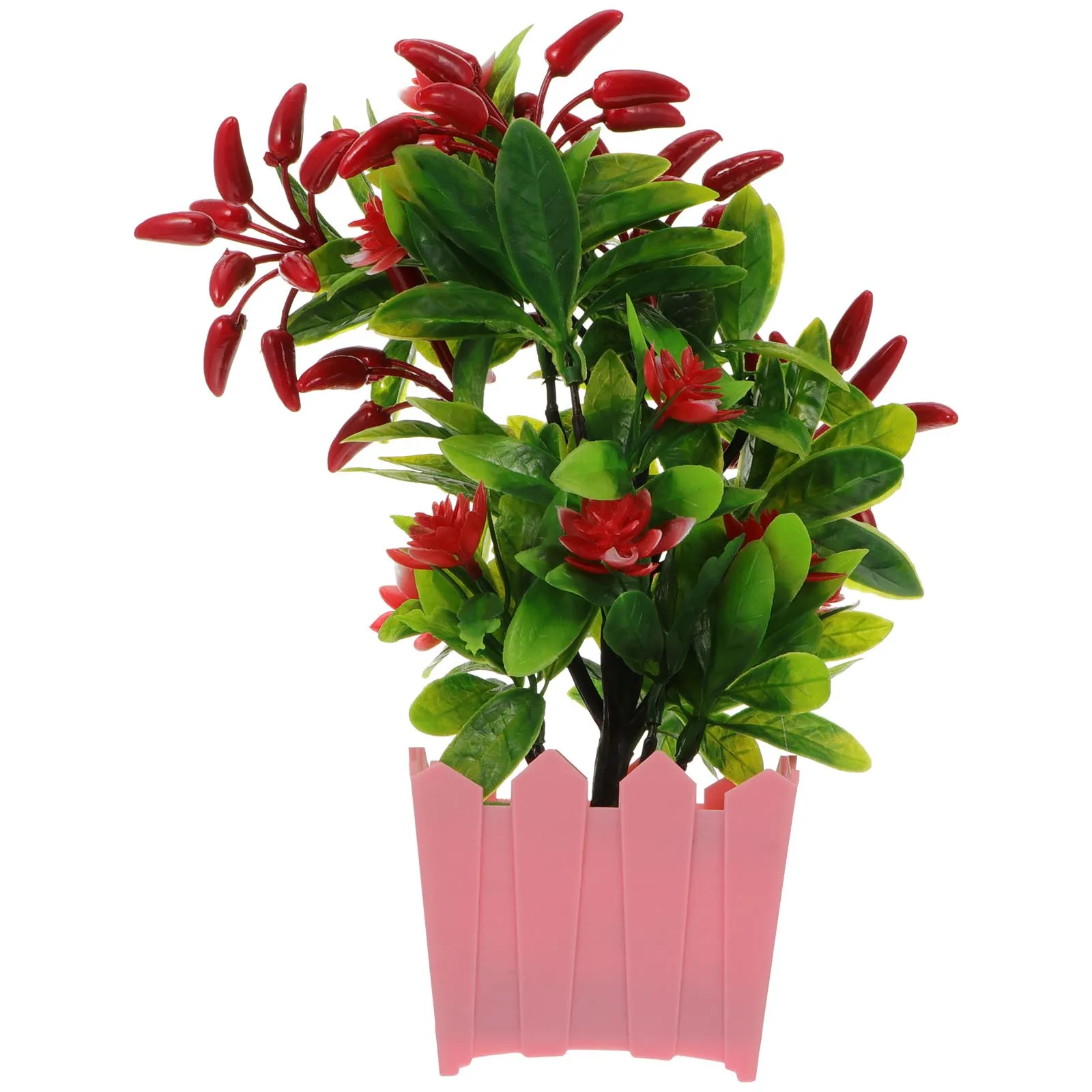 

1Pcs Artificial Chili Potted Plant Plastic Faux Chili Bonsai Home Office Desktop Decoration Artificial Greenery Bonsai