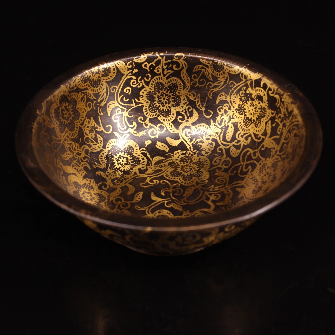 

Old pure copper gold-painted gilt retro pattern bowl home ornament home furnishing study office ornament