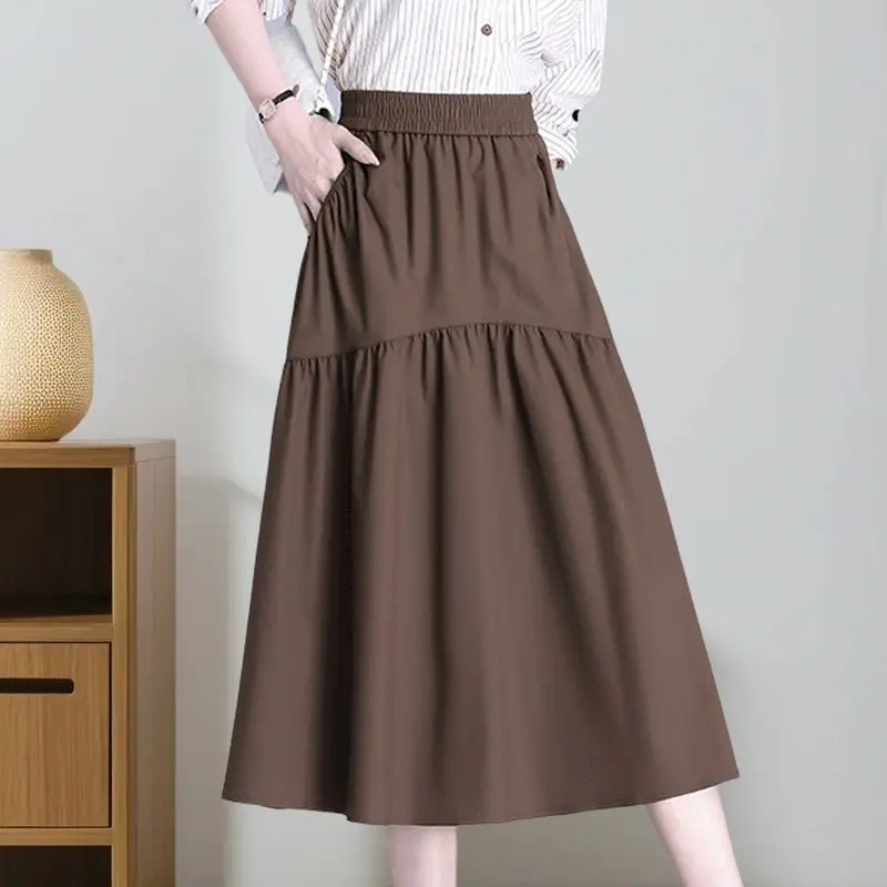 

Nylon Half-skirt for Women Stylish and Hip-concealing A-line Skirt