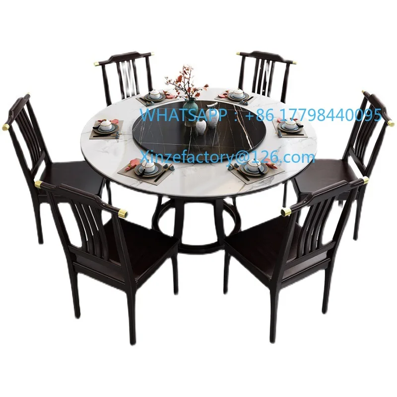 

Customizable New Chinese Slate Dining Table and Chair Combination Zen Light Luxury Home Hotel Solid Wood Dining Table