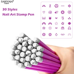 1Pcs Stamping Nail Art Pen 30 Patterns Nail Stamping Pen For Girls DIY Various Flowers Butterfly Drawing Painting Tool