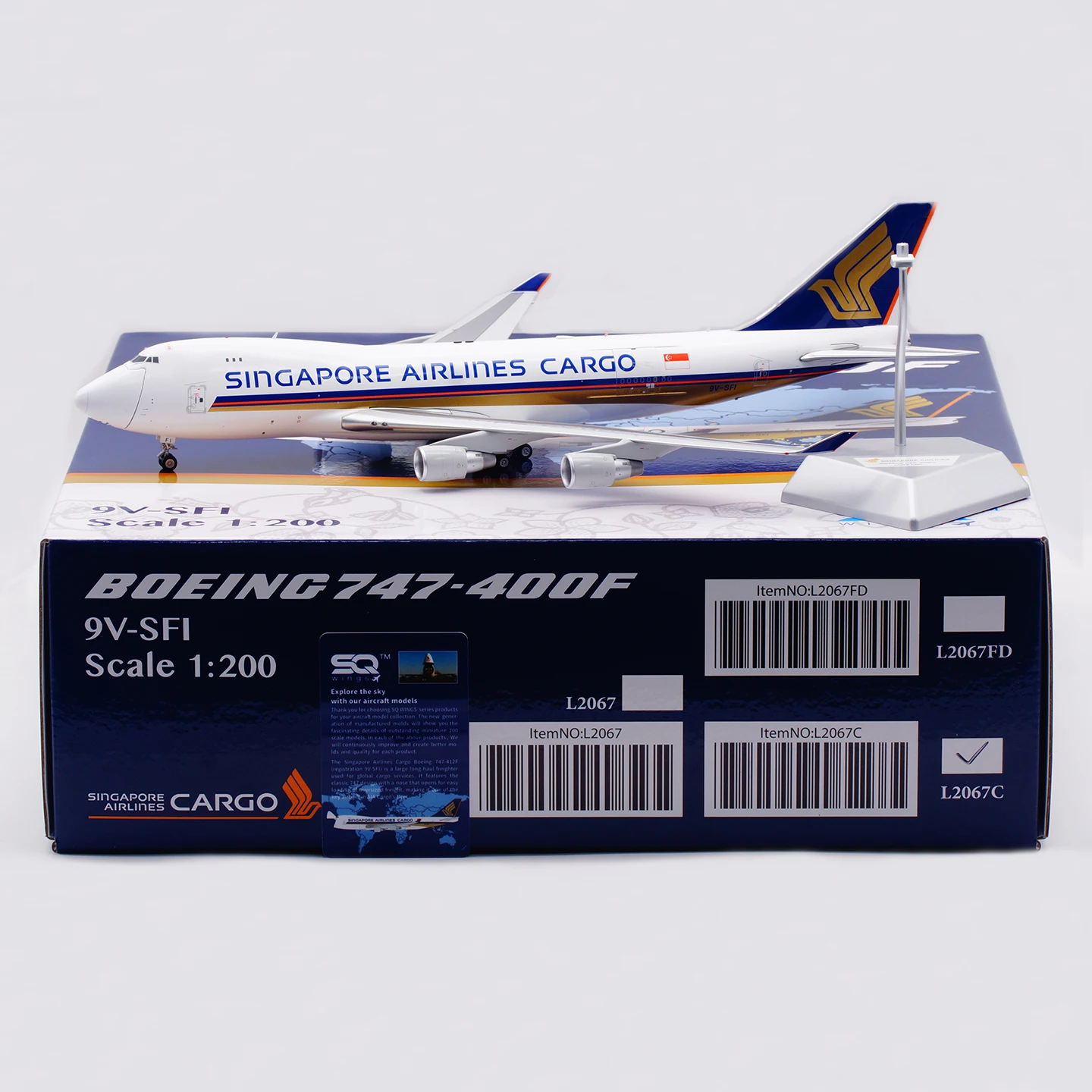 

L2067C Alloy Collectible Plane Gift SQ Wings 1:200 Singapore Airlines Cargo "Open Door" Boeing B747-400F Diecast Model 9V-SFI