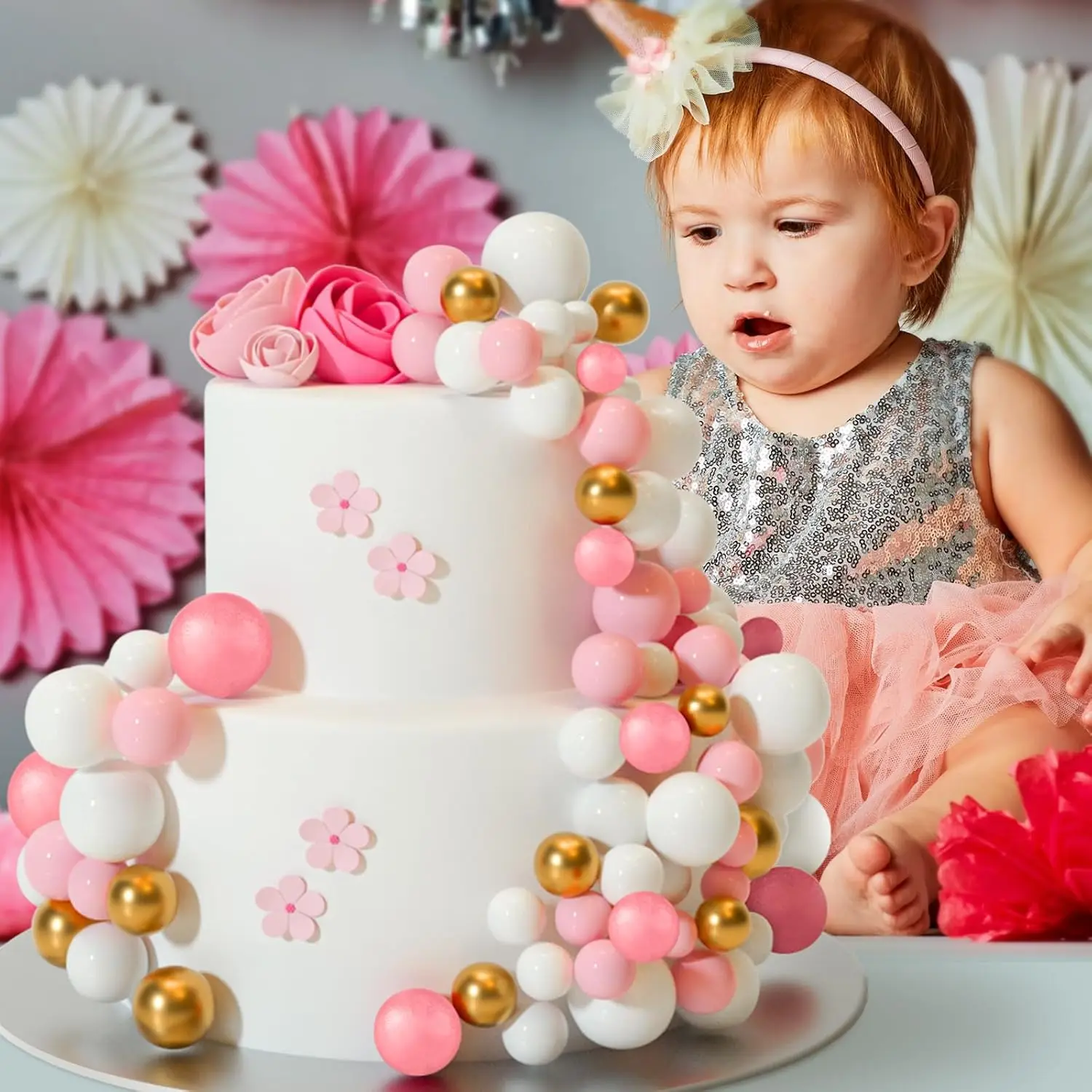 32 Stück Weihnachtskugel-Kuchenaufsatz, Dekorationen, Schaumstoffkugeln, Kuchenaufsatz, Kugeln, Kuchendekorationen für Hochzeit, Party, Geburtstag – Detail 37