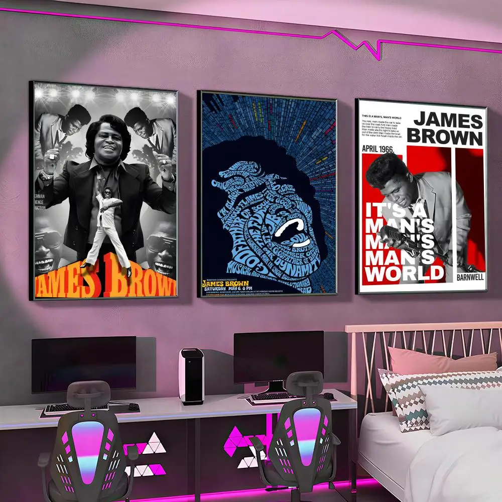 J-James Brown singer Poster Versatile HD Waterproof Wall Art Self-Adhesive Decor for Any Space Ideal Gift