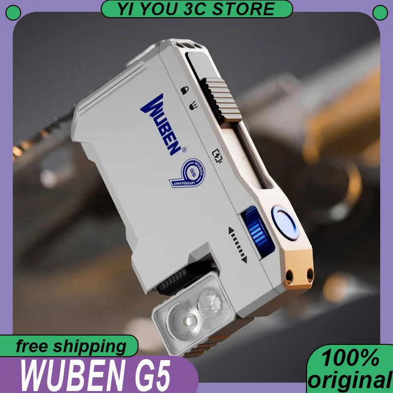 

WUBEN G5 EDC фонарик портативные карманные фонарики перезаряжаемые 400 люмен двойные источники света мини-фонарик с RGB-подсветкой
