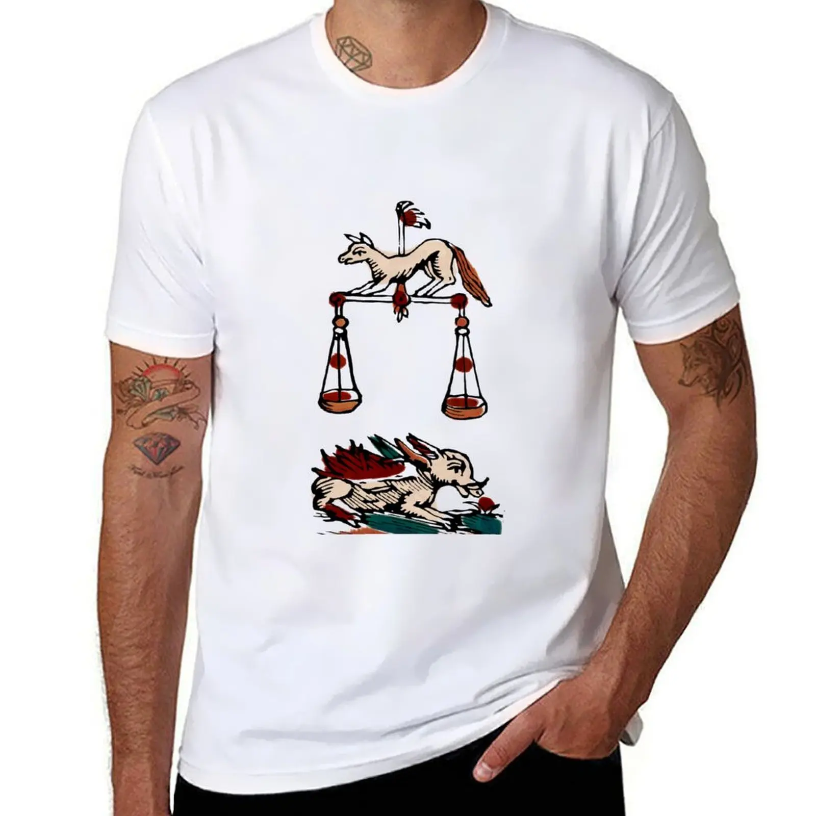 

Libra tarot Minchiate T-Shirt Casual Basic Street Style T-Shirt