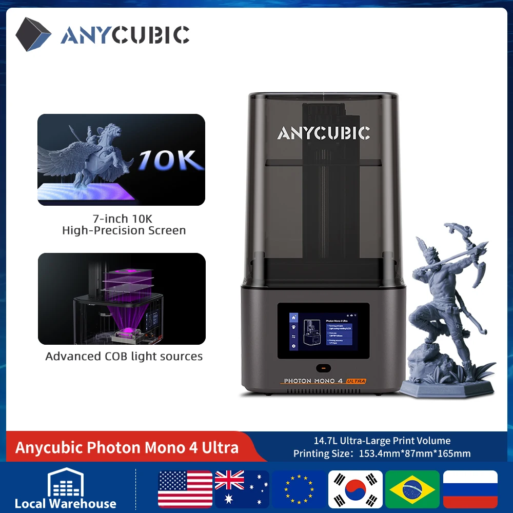 

ANYCUBIC Photon Mono 4 Ultra 7 Inch 10K LCD 3D Printers High Speed UV Resin 3D Printer Printing Size 236mm*231mm*430mm 2.2L