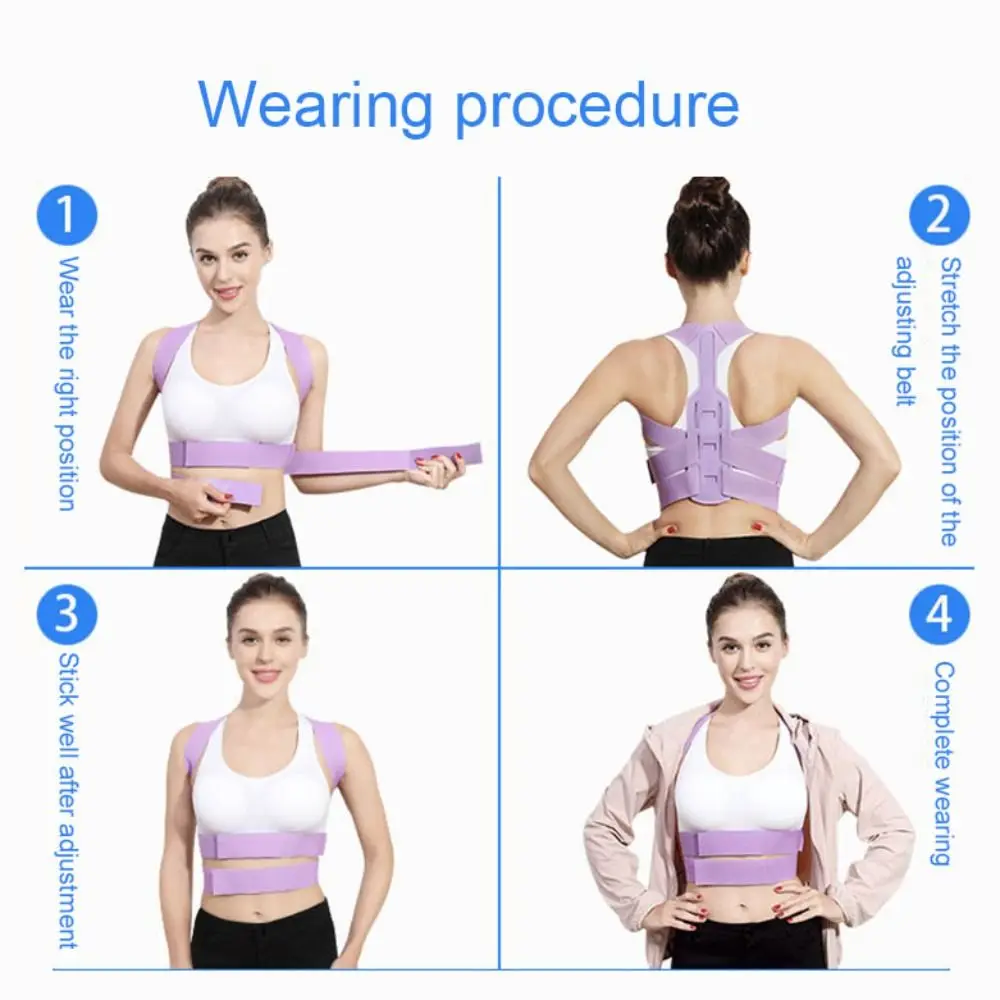 Polyester Back Posture Corrector Full Back EVA Back Brace Posture Corrector Black/Pink/Purple Adjustable Upper Back Brace