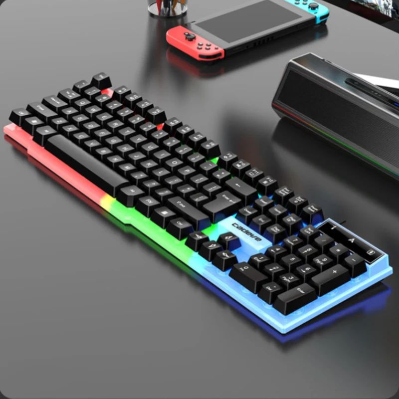 RGB Colorful Gaming Keyboard 104 Keys Wired Mechanical Feel Standard Keyboard for Windows Laptop Computer