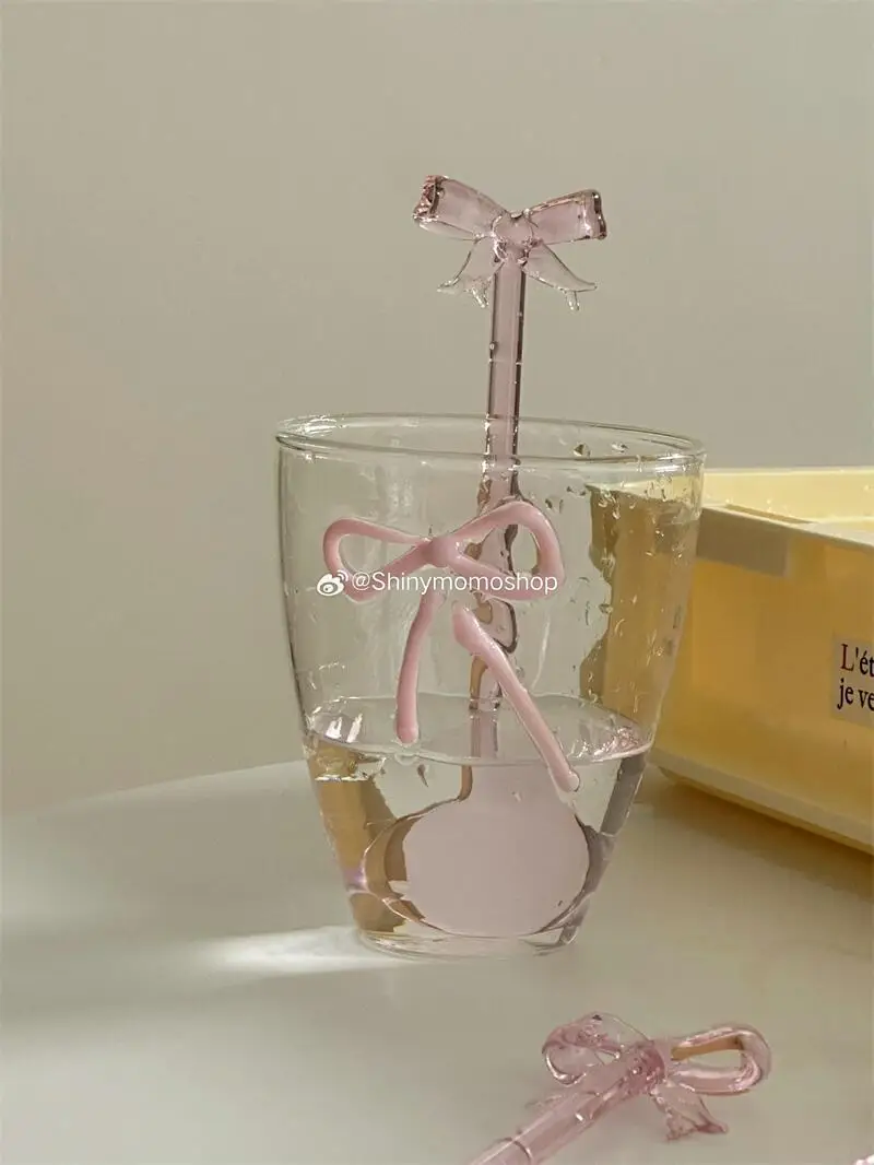 Creative Bowknot  Handle Milk Dessert Ice Cream Spoon High Temperature Stained Glass Spoon Household Coffee Mixing Spoon