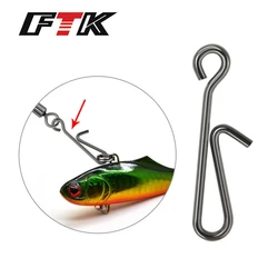 FTK 50Pcs Snap Tackle Connector Stainless Steel Fishing Accessories Lure Line Hook Fish Carp Tool Pin Rig Sea Solid Rings