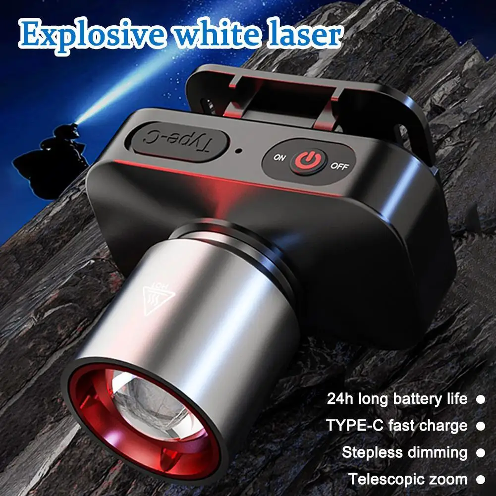 Zoomable Headlamp Flashlight Fishing Camping Portable Headlight Long Battery Life Hands-Free Lighting Forehead Flashlight