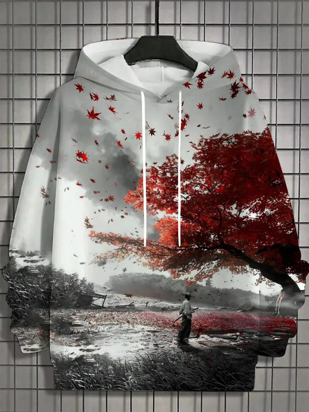 2025 autumn new men's 3D Japanese Samurai print hoodie men's and women's casual fashion men's hoodie street men's tops